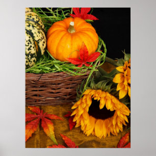 Fall-Ernte-Sonnenblumen Poster