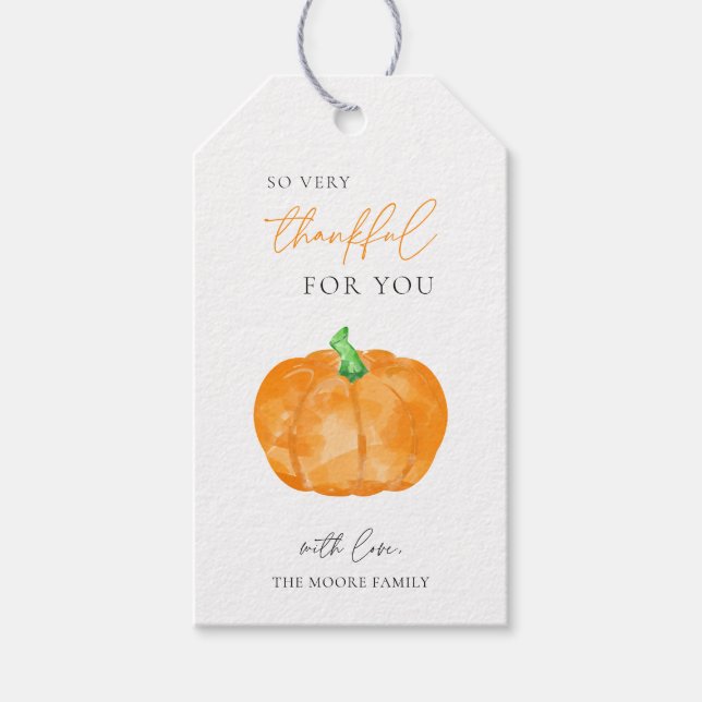 Fall Erntedank Pumpkin so dankbar Geschenktasten Geschenkanhänger (Vorderseite)