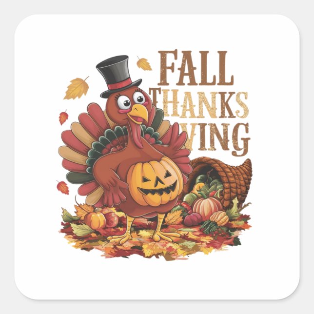 fALL ERNTEDANK Quadratischer Aufkleber (Vorderseite)