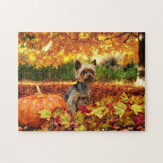 Fall-Erntedank - Tucker - Yorkie Puzzle (Horizontal)