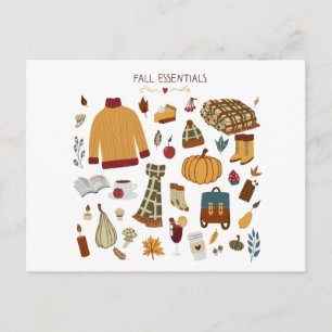 Fall Essentials Digital Zeichnend Postkarte