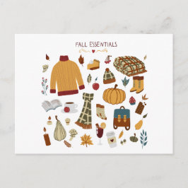 Fall Essentials Digital Zeichnend Postkarte