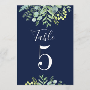 Fall Eukalyptus Floral Wedding Tischnummer Navy