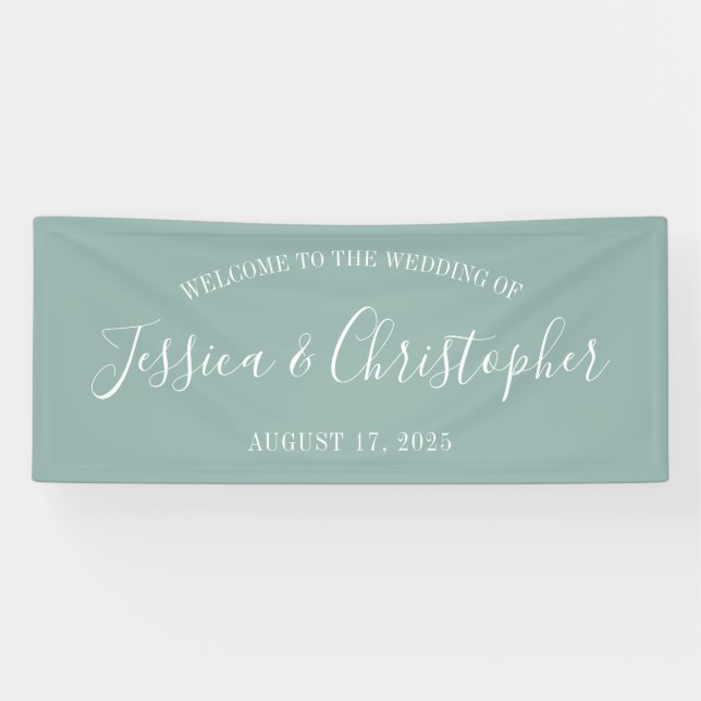 Fall Eukalyptus Solid Custom Wedding Banner (Horizontal)