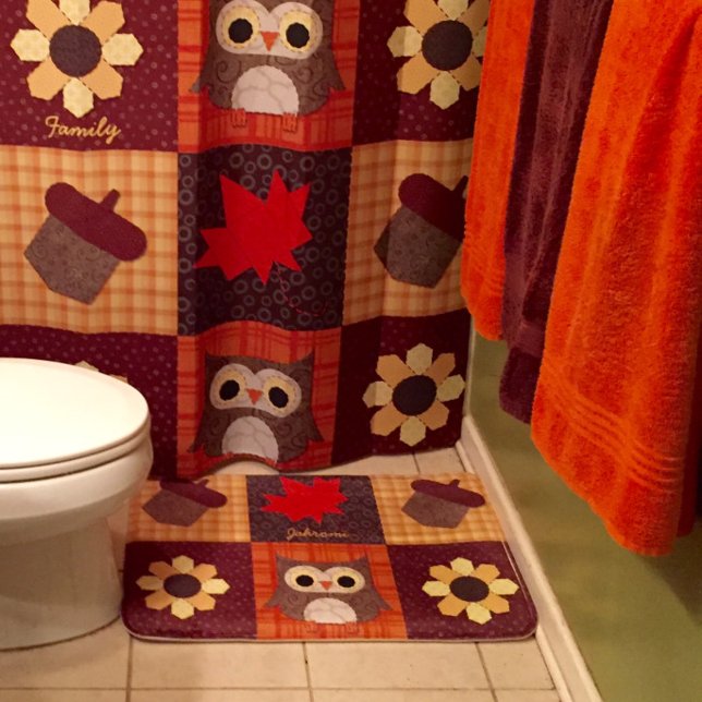 Fall Fabric Collage Personalisiert Bath Mat Badematte (Von Creator hochgeladen)