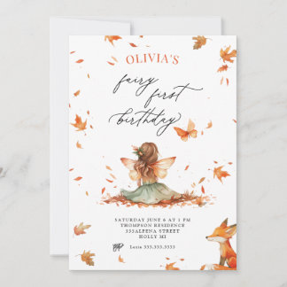 Fall Fairy and Fox Einladung zum ersten Geburtstag