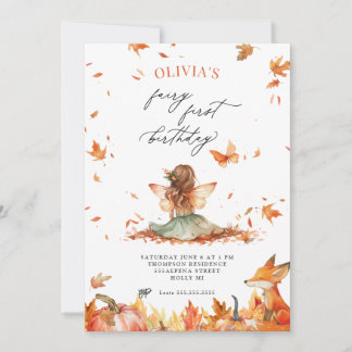 Fall Fairy and Fox Einladung zum ersten Geburtstag