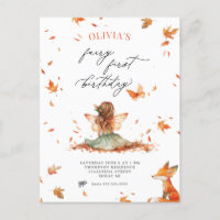 Fall Fairy and Fox Einladung zum ersten Geburtstag