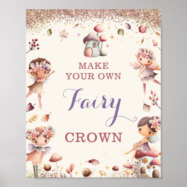 Fall Fairy Birthday Party Games Sign - 8x10 Poster (Vorne)