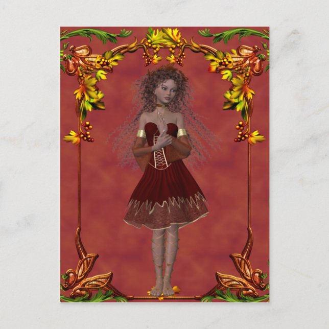 Fall Fairy Design 2 - Fantasy Postcard Postkarte (Vorderseite)