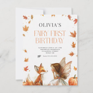 Fall Fairy Erster Geburtstag Einladung zu Fox Brün