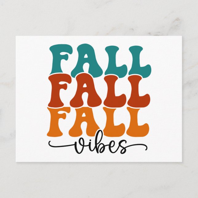 Fall Fall Fall Vibes Calligraphie Postkarte (Vorderseite)