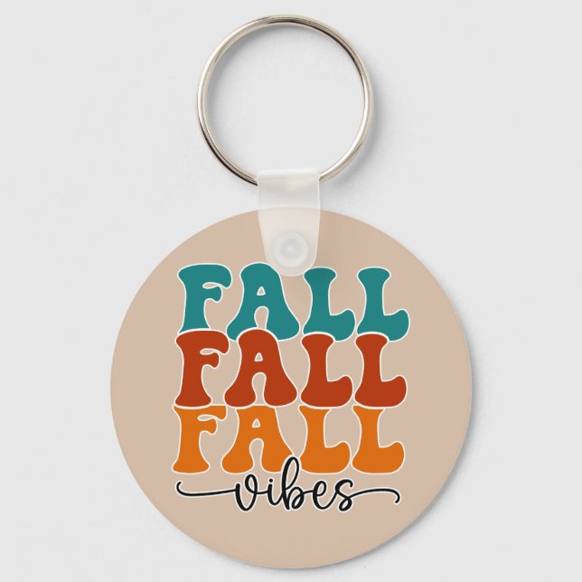 Fall Fall-Vibes-Typografie Schlüsselanhänger (Vorderseite)