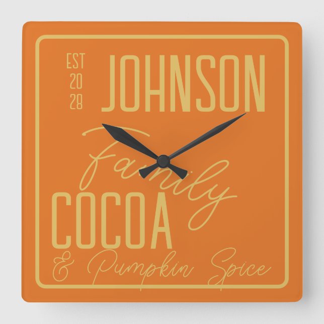 Fall Family Kitchen Pumpkin Spce Quadratische Wanduhr (Vorderseite)