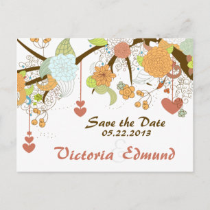 Fall Fantasy Floral Save the Date Postkarte