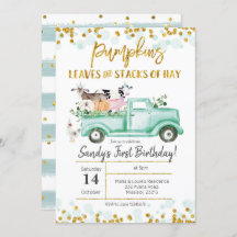 Fall Farm Pumpkin Truck Geburtstagseinladung