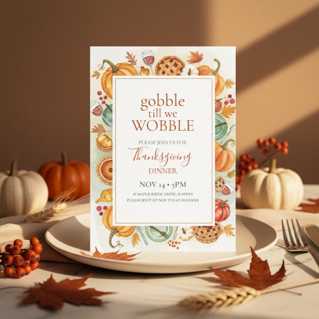 Fall Feast Frame Thanksgiving Invitation Einladung (Framed Thanksgiving Invite)