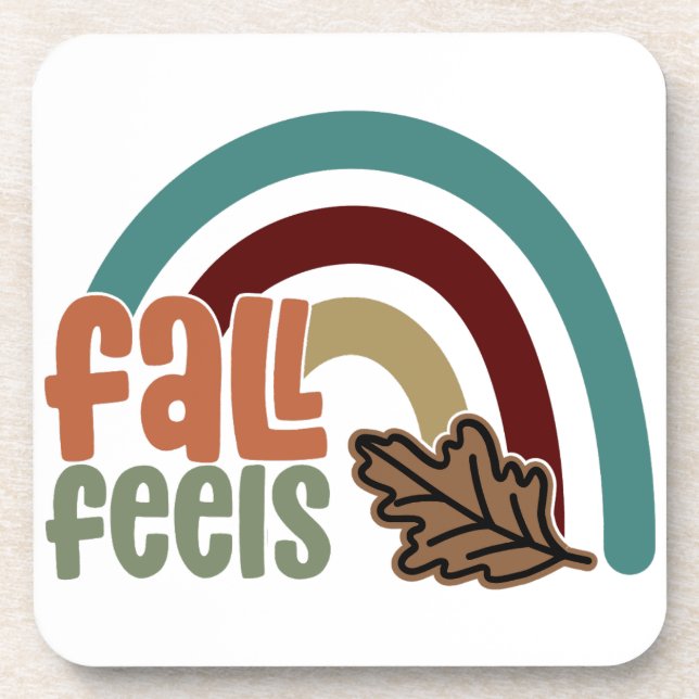 FALL FEELS Herbstregenbogen Getränkeuntersetzer (Vorderseite)