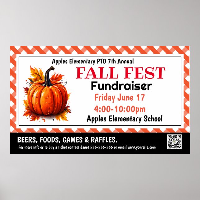 Fall fest Fundraiser PTO PTA Church Banner Poster (Vorne)