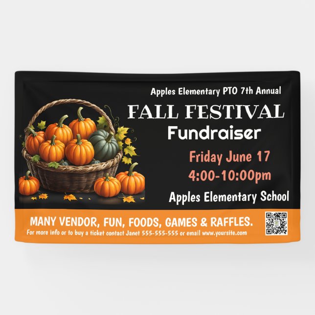 FALL FESTIVAL Fundraiser PTO PTA Kirche Banner (Horizontal)
