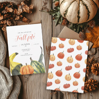 Fall Fete Herbst Weißes Party von Pumpkins Einladung