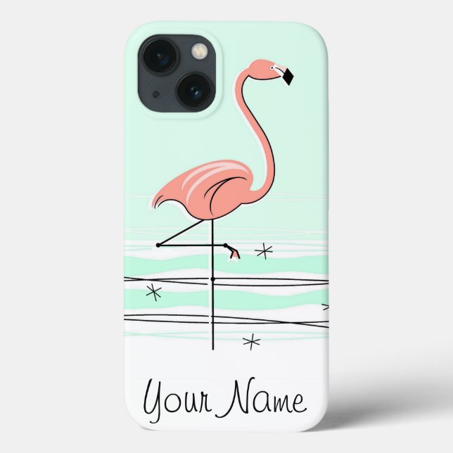 Fall Flamingo Aqua "Name" iPad Mini Case-Mate iPhone Hülle (Rückseite)