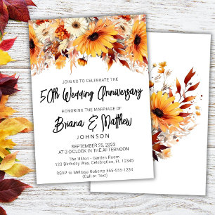 Fall Floral 50. Hochzeitstag Einladung