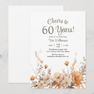 Fall Floral 60. Geburtstag Cheers bis 60 Jahre Einladung