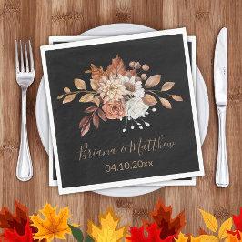 Fall Floral auf Black Wedding Napkins Serviette