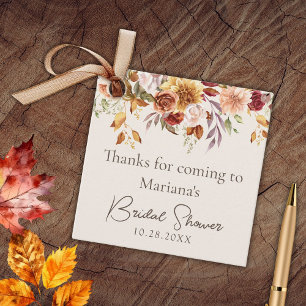 Fall Floral auf Elfenbein Brautparty Geschenkanhänger