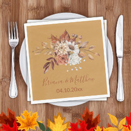 Fall Floral auf Gold Wedding Napkins Serviette