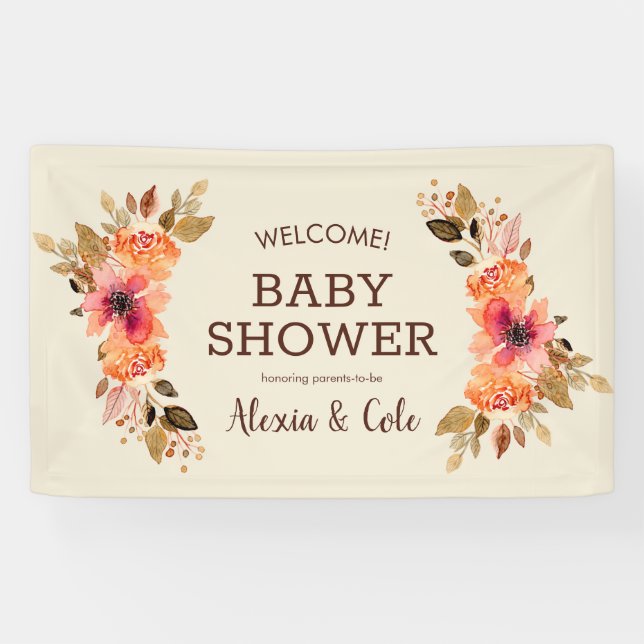 Fall Floral Baby Dusche Hintergrund Banner (Horizontal)