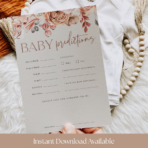 Fall Floral Baby Shower Predictions Spielkarte Einladung