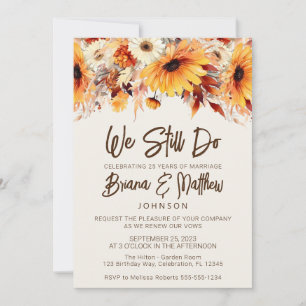 Fall Floral Beige Hochzeit Vow Erneuerung Einladung
