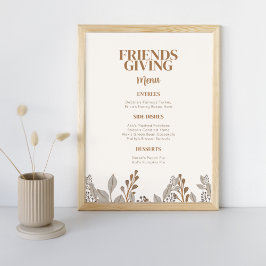 Fall Floral Boho Friendsgiving Menu Poster