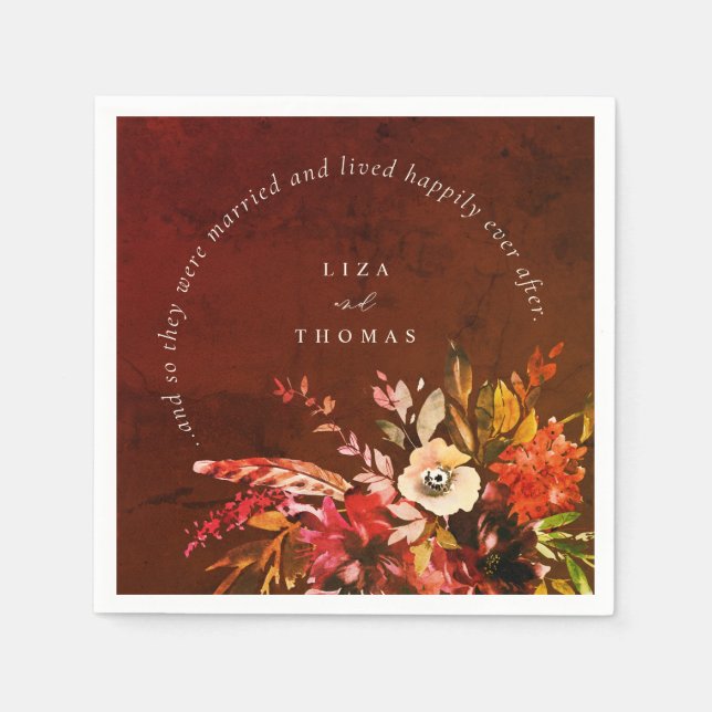 Fall Floral Boho Rustikal glücklich je nach Hochze Serviette (Vorderseite)