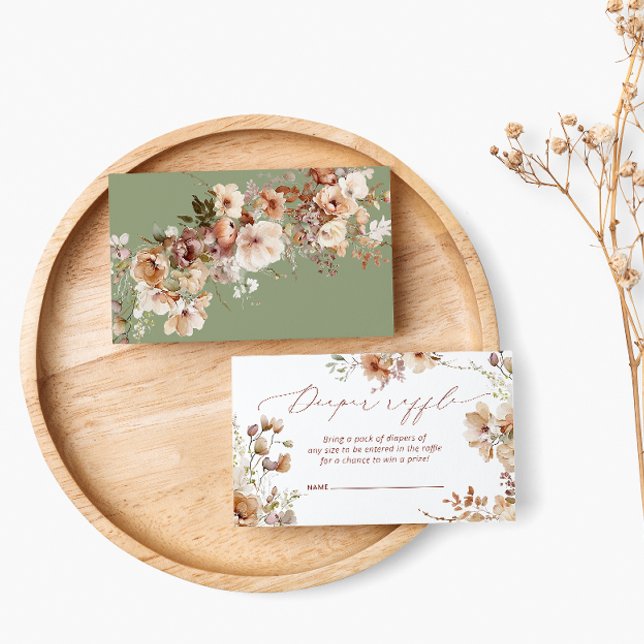 Fall Floral Boho Wasserfarben Windeln Raffel Begleitkarte (Von Creator hochgeladen)