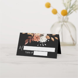 Fall Floral Bouquet Black Wedding Platzkarte