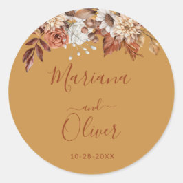 Fall Floral Bouquet Gold Umschlag Aufkleber