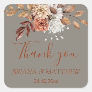 Fall Floral Bouquet Gray Gefallen Quadratischer Aufkleber