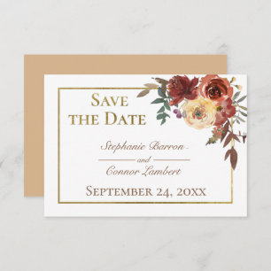 Fall Floral Bouquet mit Goldhochzeit Save The Date