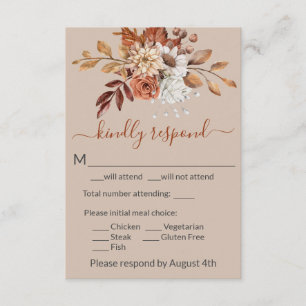 Fall Floral Bouquet Taupe Einschließung RSVP Karte