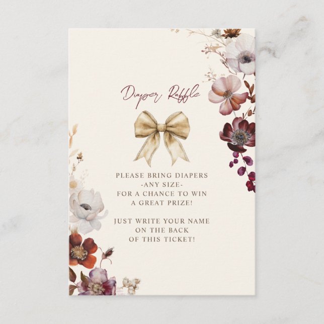 Fall Floral Bow Girl Dusche Windelwanne Windelwann Begleitkarte