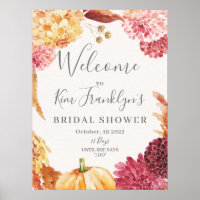 Fall Floral Brautparty Begrüßungszeichen