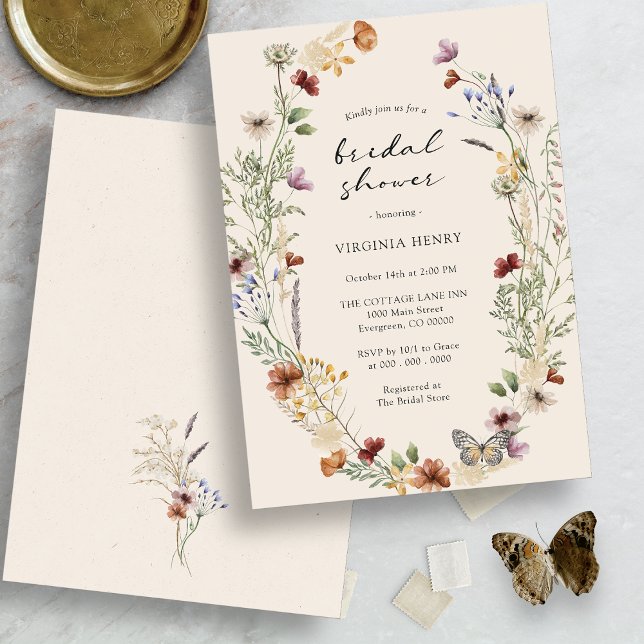 Fall Floral Brautparty Einladung (Fall Floral Wildflower Bridal Shower Invitation by Painted Paperie)