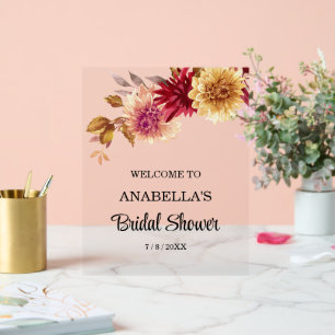 Fall Floral Brautparty Welcome Board Acrylschild