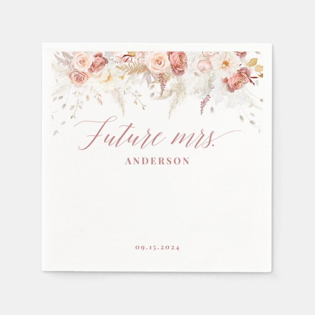 Fall Floral Bridal Shower Serviette (Vorderseite)