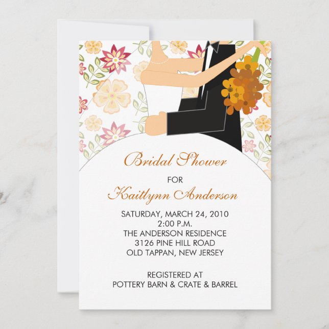 Fall Floral Bride Bridal Dusche Einladung (Vorderseite)