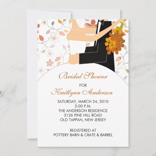 Fall Floral Bride Bridal Dusche Einladung (Vorderseite)