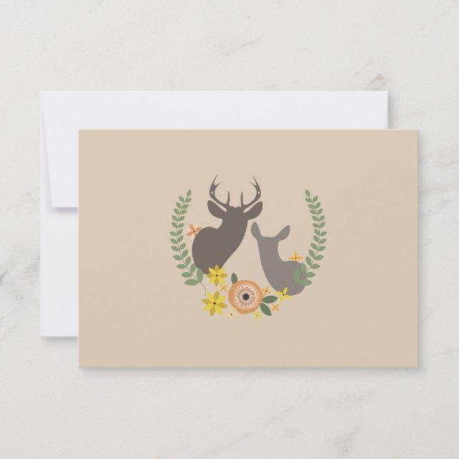 Fall Floral Deer Wedding RSVP Karte (Vorderseite)